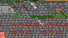 Flaming streak on screen