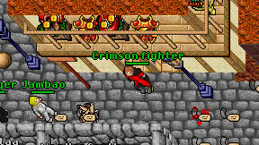 Crimson fighter on screen
