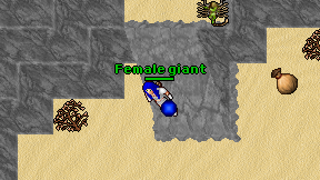Female giant on screen