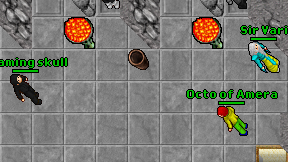 Flaming skull on screen