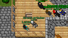 Green grinder on screen