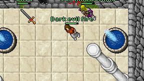 Dark evil fire on screen