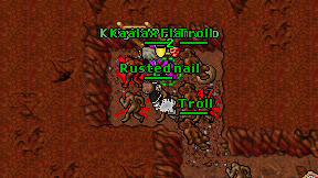 Rusted nail on screen