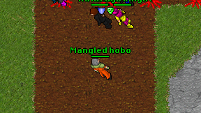 Mangled hobo on screen