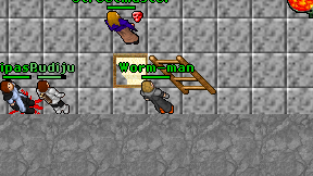 Worm-man on screen